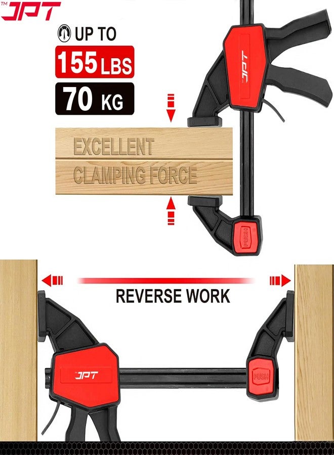 JPT مشابك قضبان JPT Pro Series سريعة التثبيت مقاس 24 بوصة | نطاق تثبيت 600 مم | مشابك خشبية بيد واحدة مع زناد تحرير سريع | مجموعة مشابك F شديدة التحمل | قوة تحمل 155 رطلاً | أعمال النجارة، أعمال النجارة اليدوية، الأعمال اليدوية - Image 4